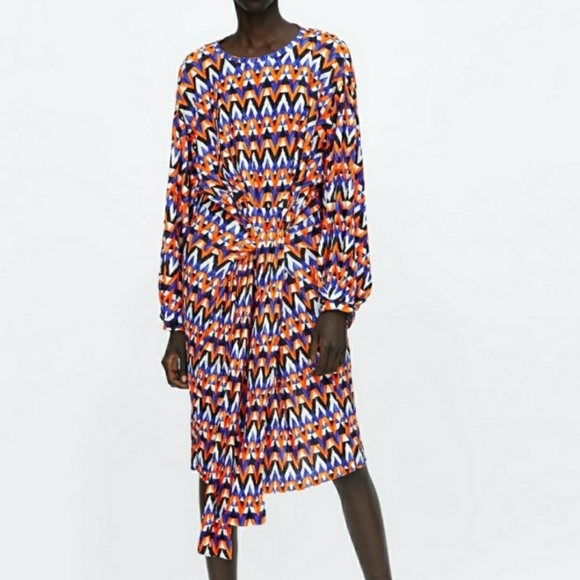 geometric print dress zara